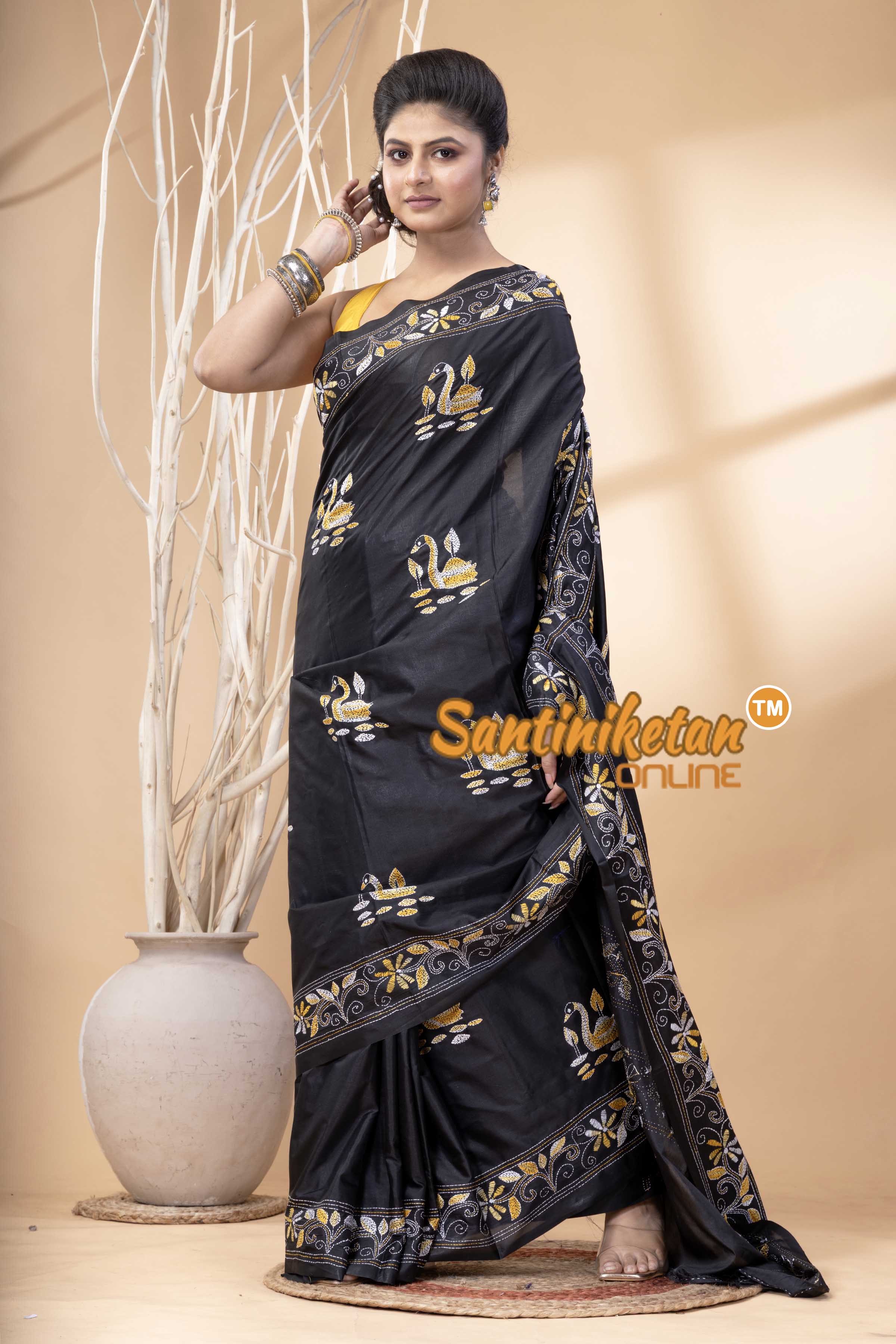 Bangalore Silk Kantha Stitch Saree SN202524251