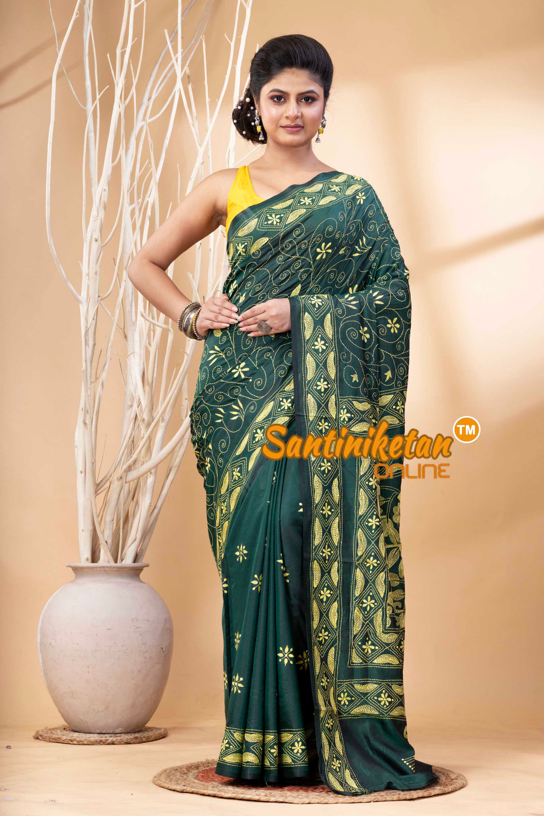 Bangalore Silk Kantha Stitch Saree SN202524257