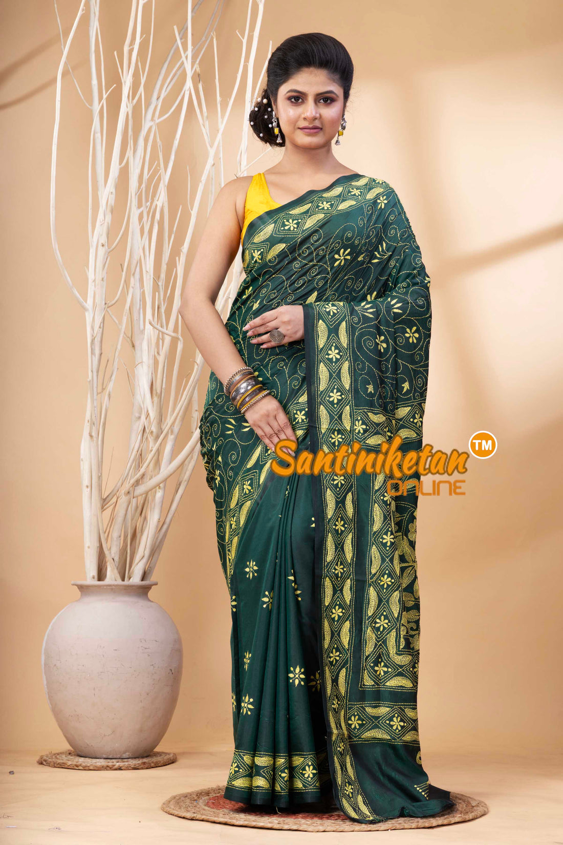Bangalore Silk Kantha Stitch Saree SN202524257