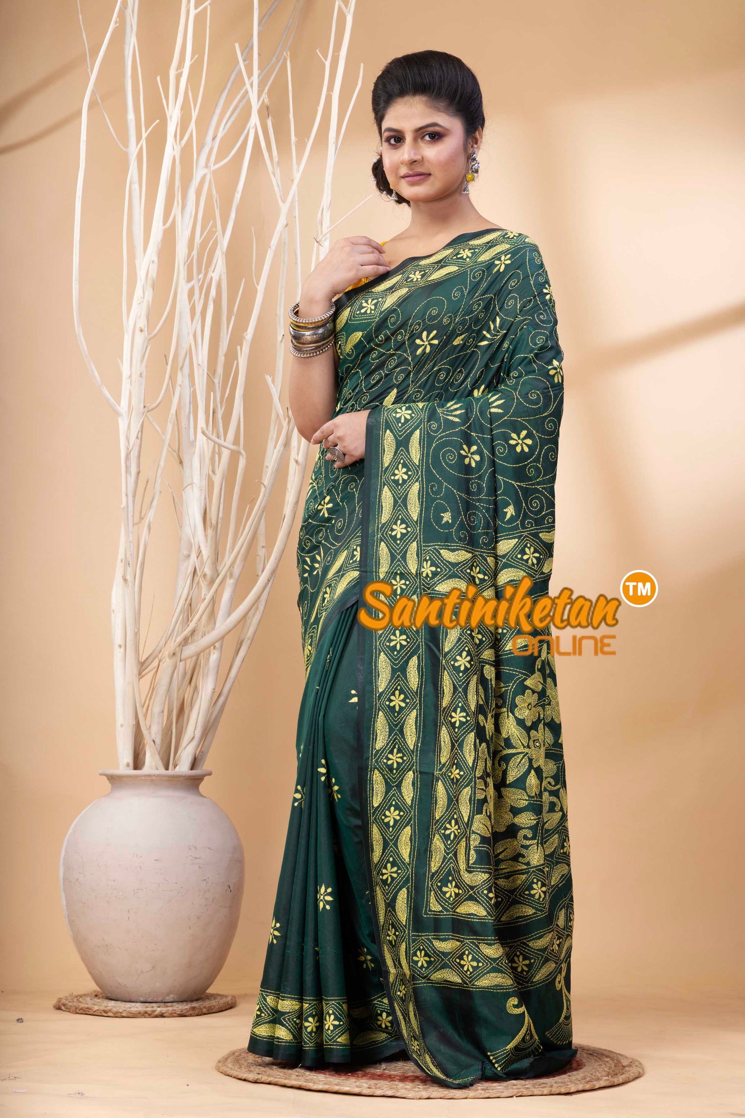 Bangalore Silk Kantha Stitch Saree SN202524257