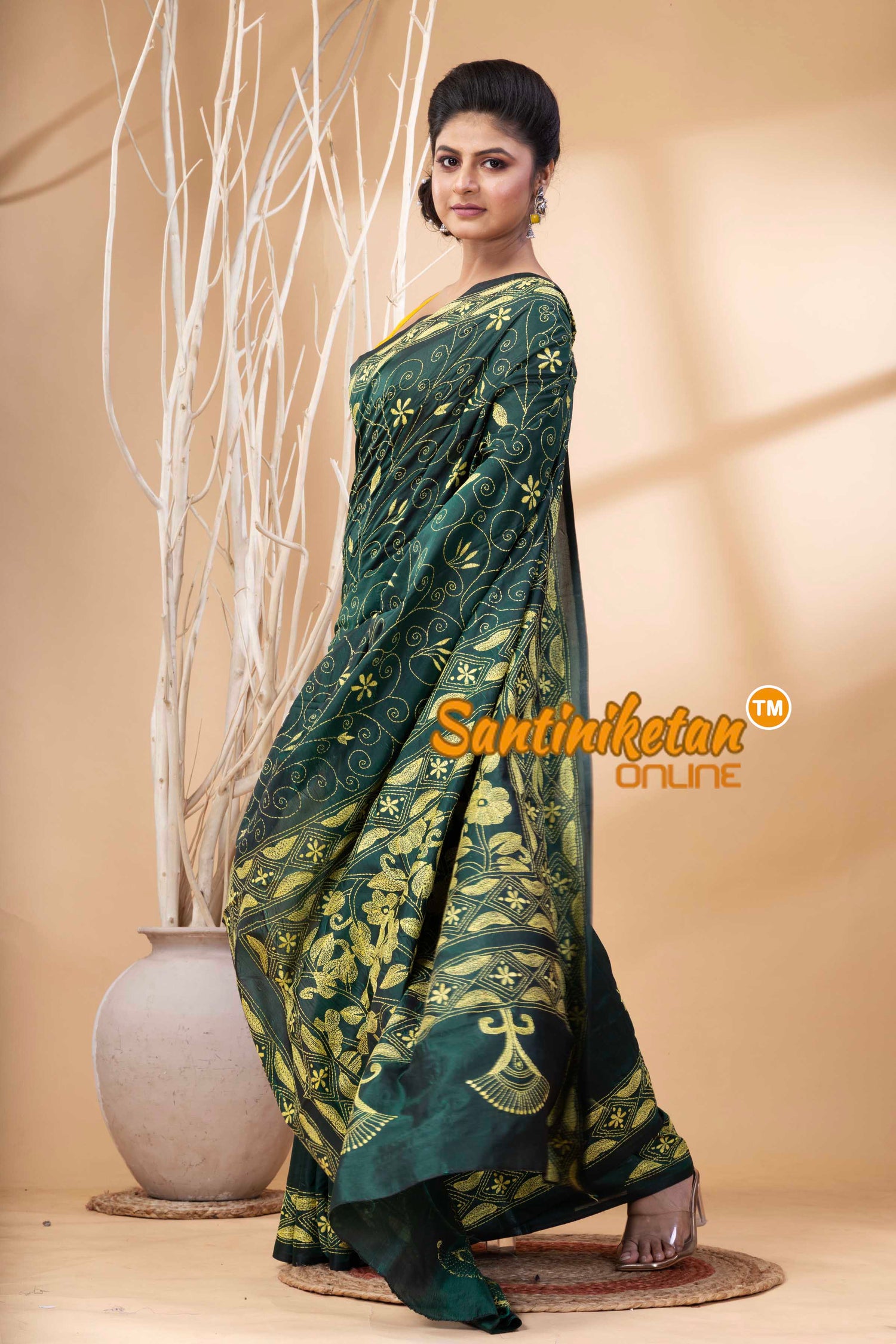 Bangalore Silk Kantha Stitch Saree SN202524257