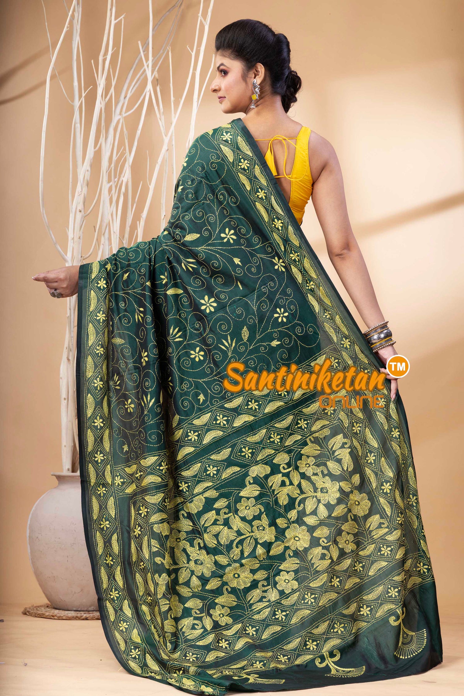 Bangalore Silk Kantha Stitch Saree SN202524257