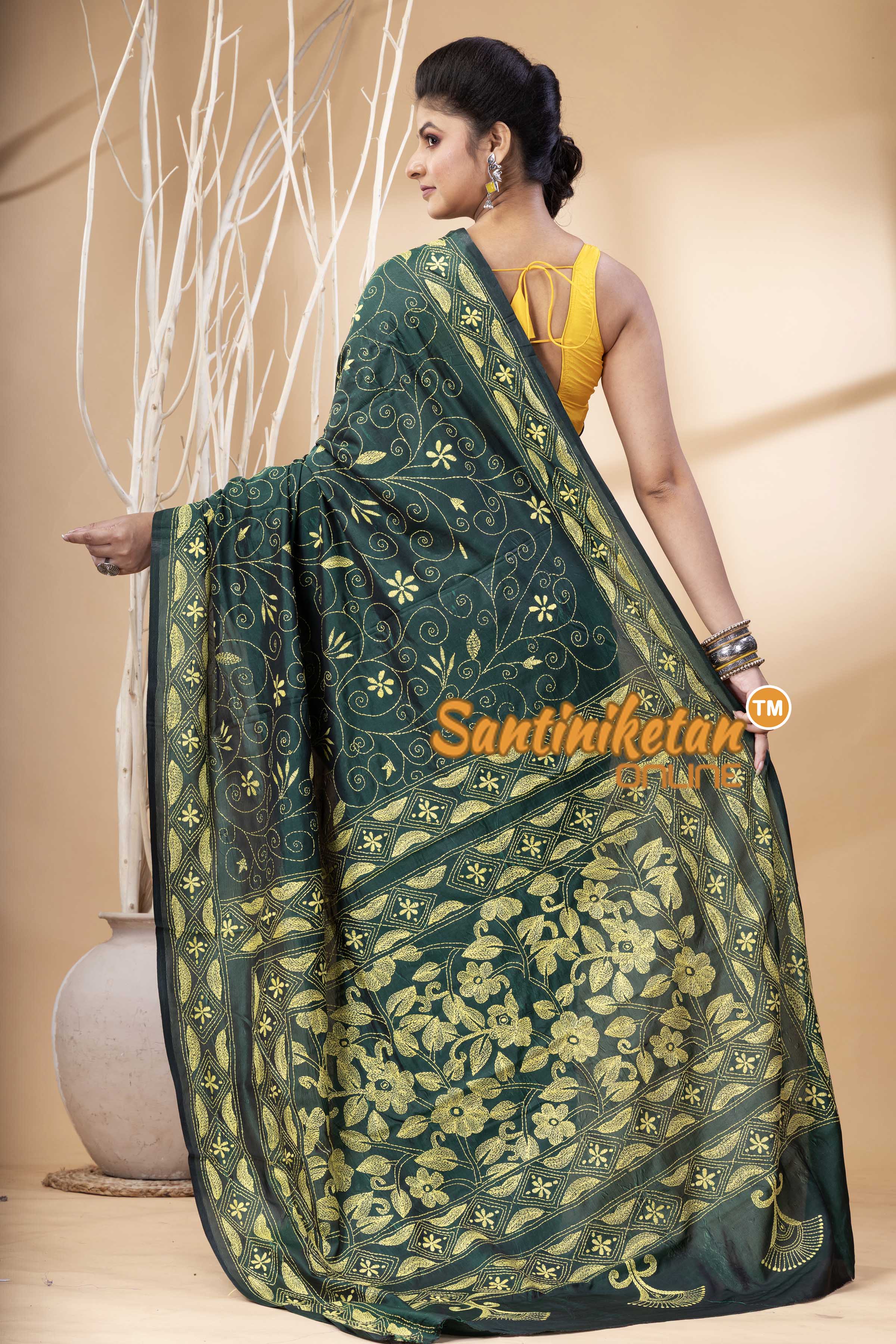 Bangalore Silk Kantha Stitch Saree SN202524257