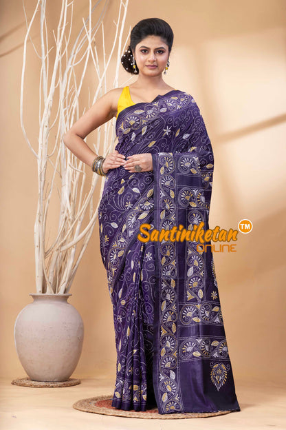 Bangalore Silk Kantha Stitch Saree SN202524263