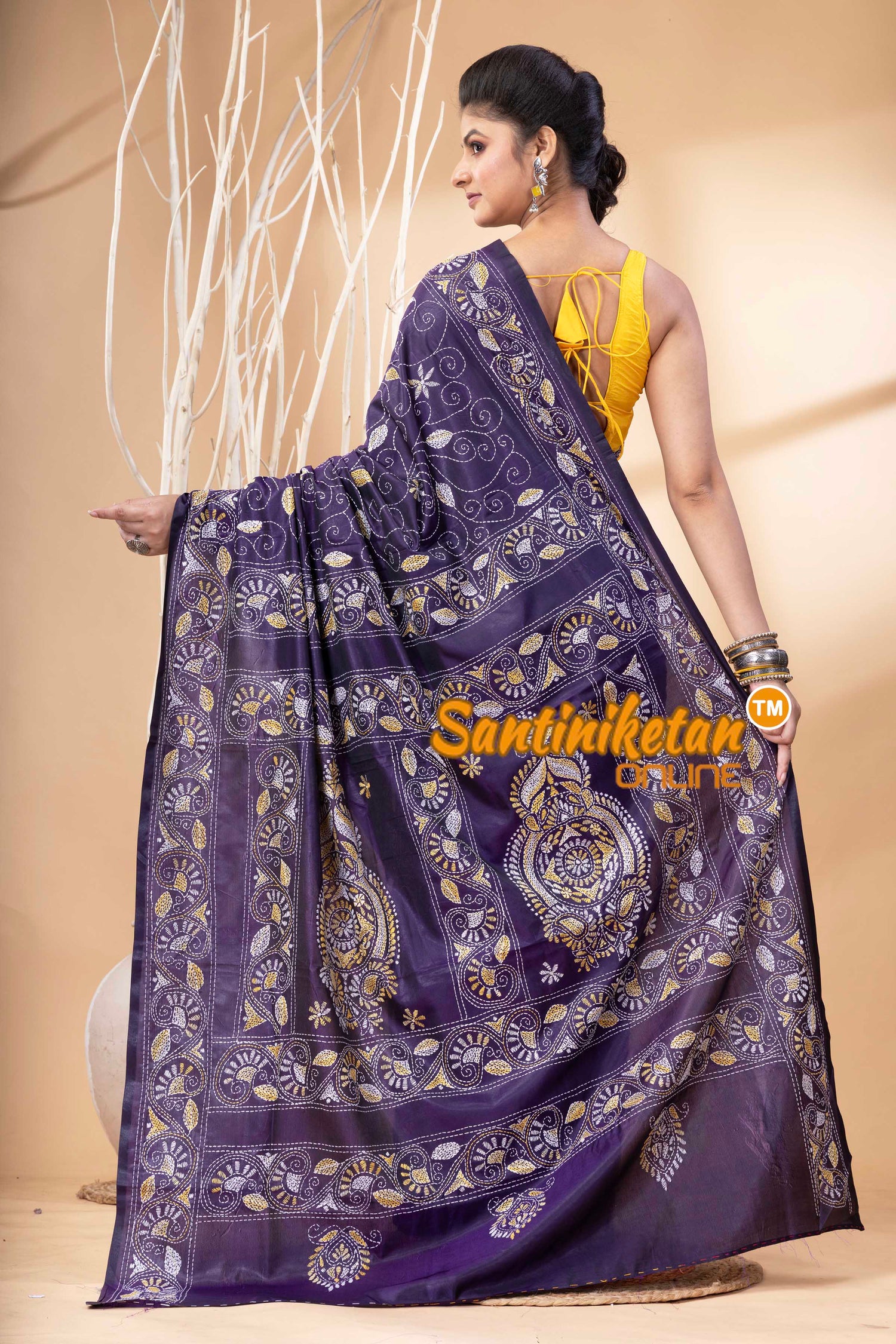 Bangalore Silk Kantha Stitch Saree SN202524263