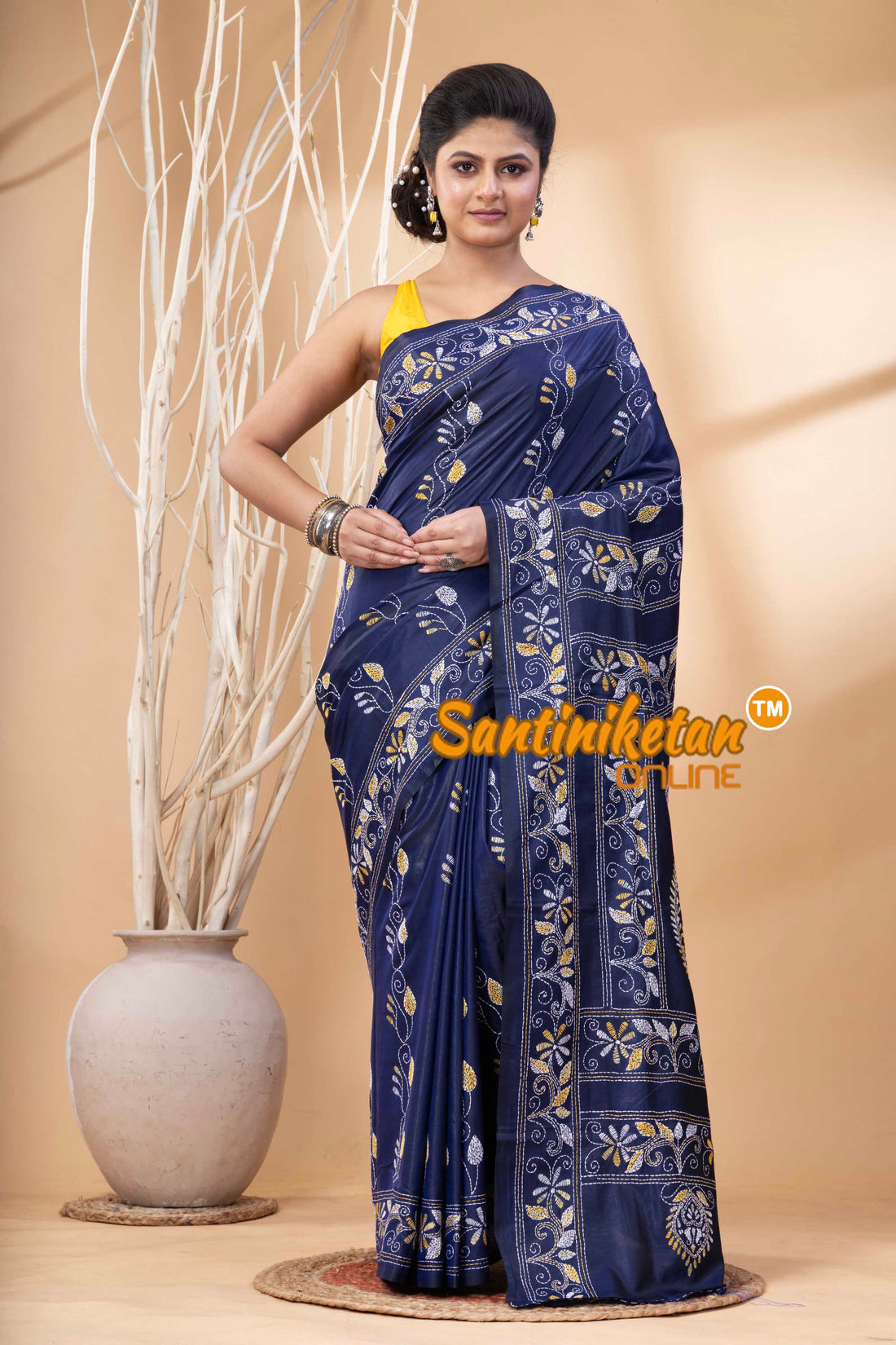 Bangalore Silk Kantha Stitch Saree SN202524275