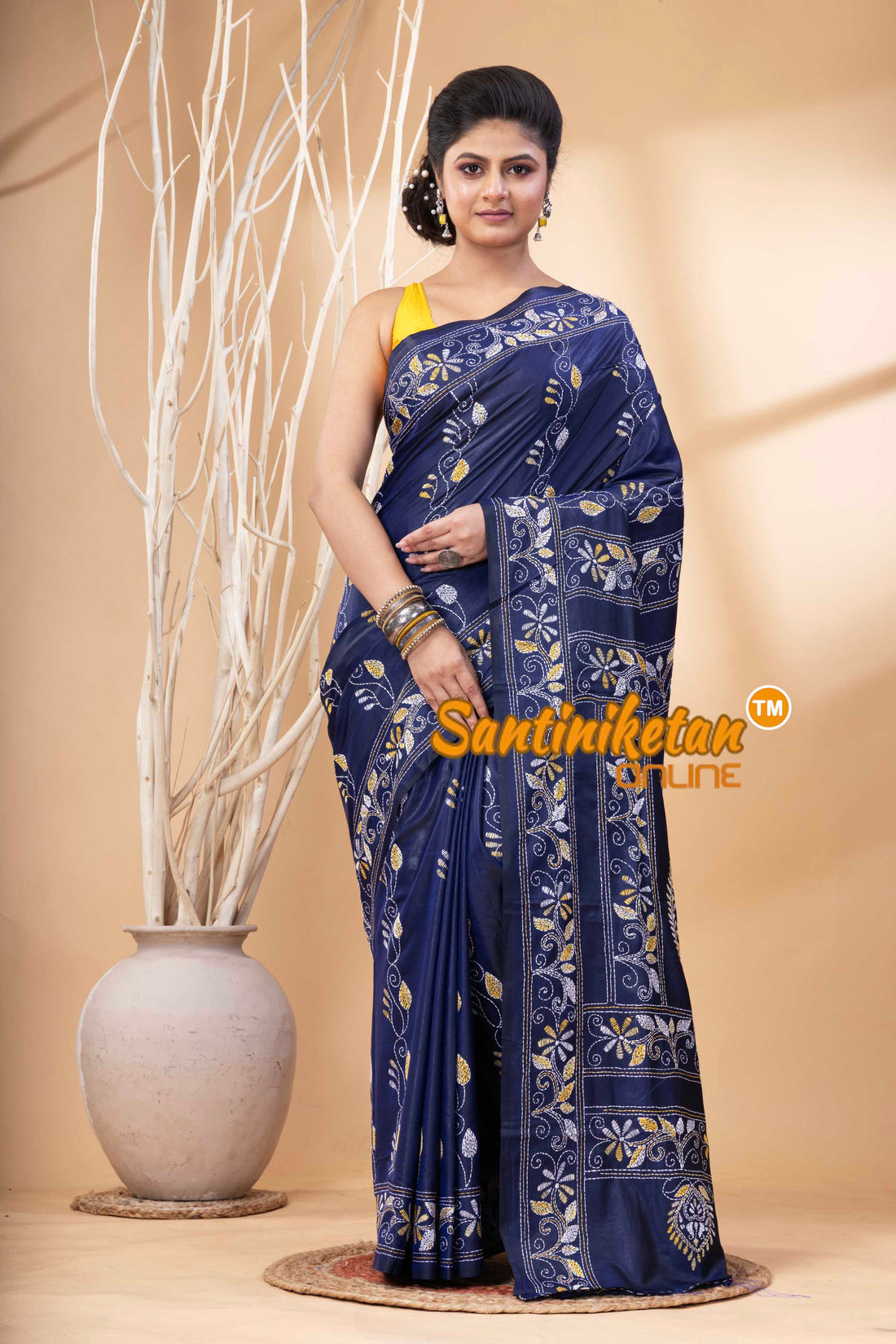 Bangalore Silk Kantha Stitch Saree SN202524275