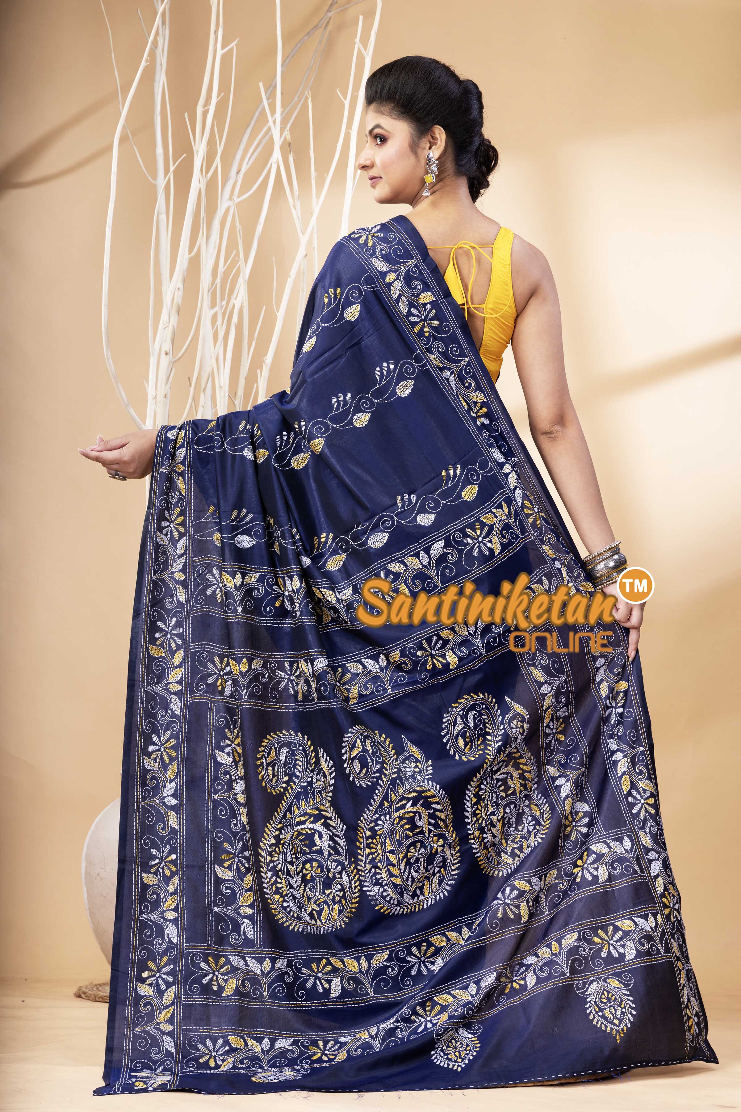 Bangalore Silk Kantha Stitch Saree SN202524275