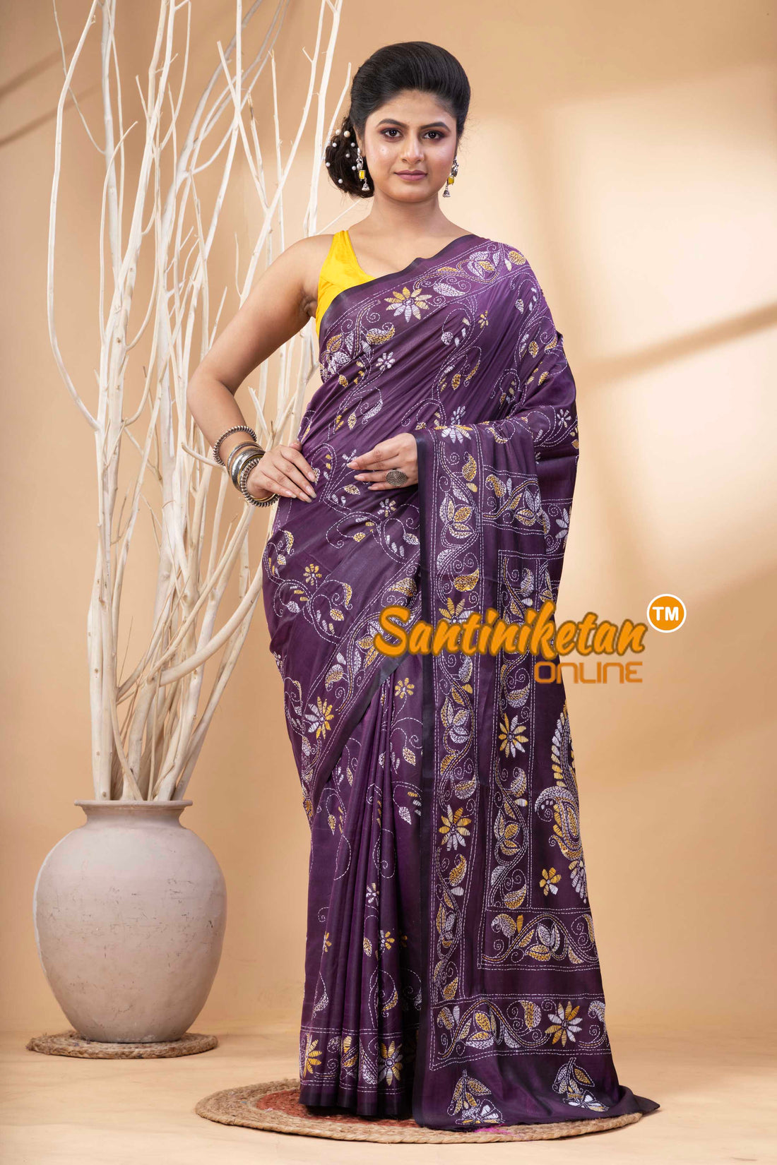 Bangalore Silk Kantha Stitch Saree SN202524281