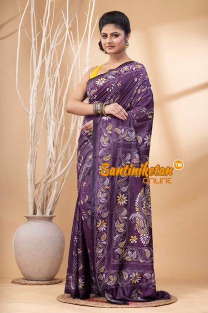 Bangalore Silk Kantha Stitch Saree SN202524281