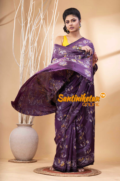 Bangalore Silk Kantha Stitch Saree SN202524281