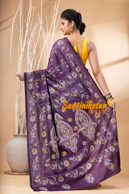 Bangalore Silk Kantha Stitch Saree SN202524281