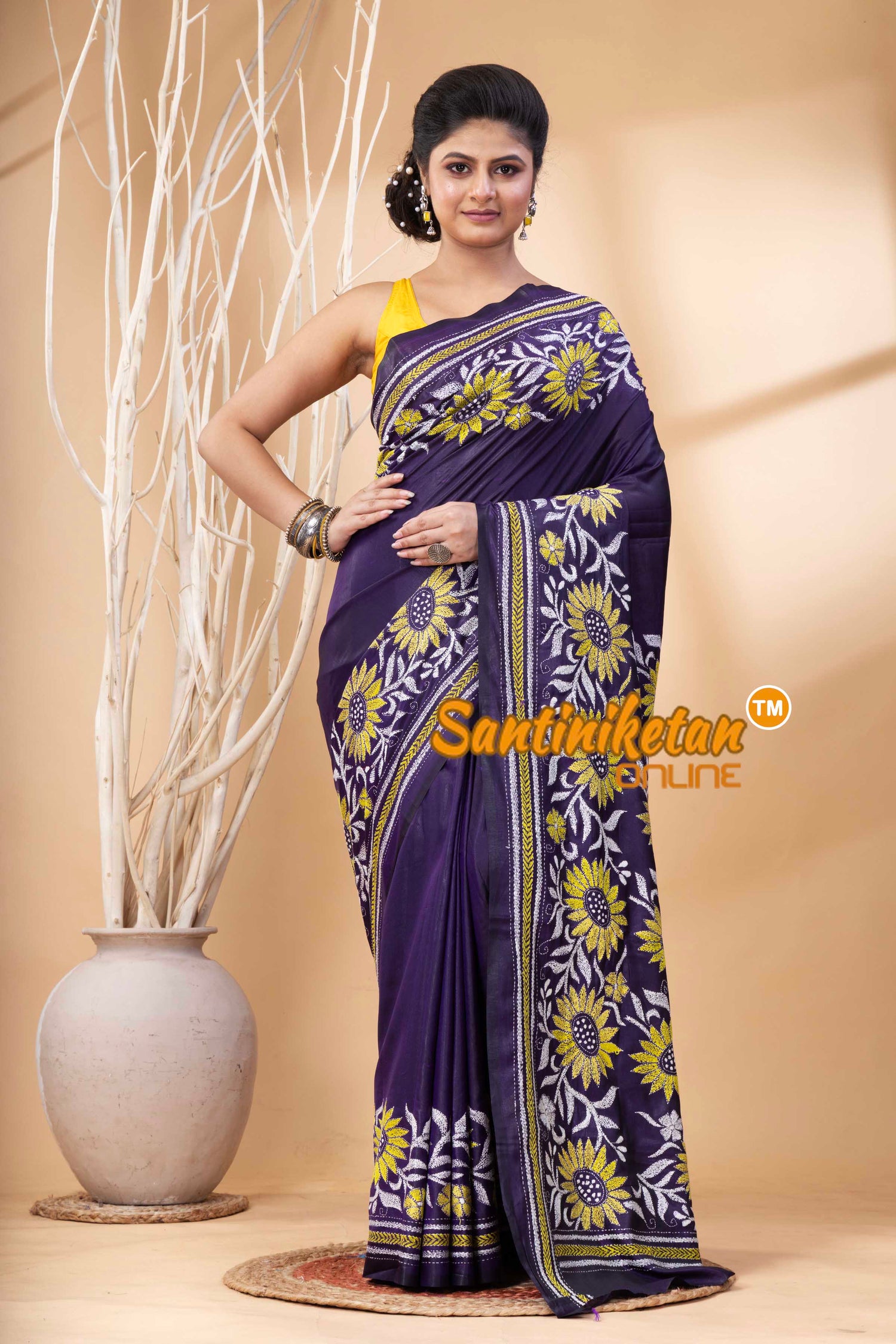 Bangalore Silk Kantha Stitch Saree SN202524287