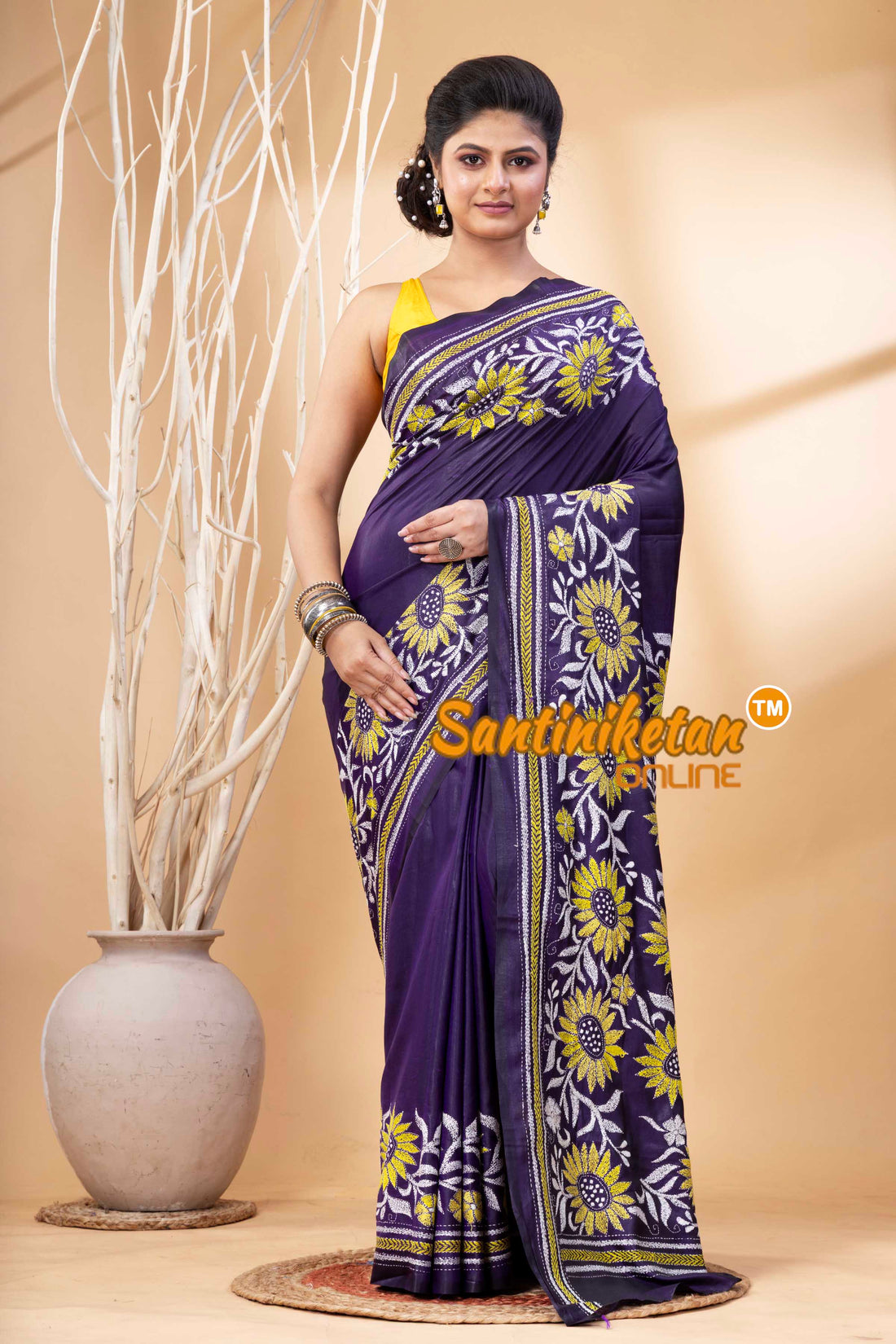Bangalore Silk Kantha Stitch Saree SN202524287