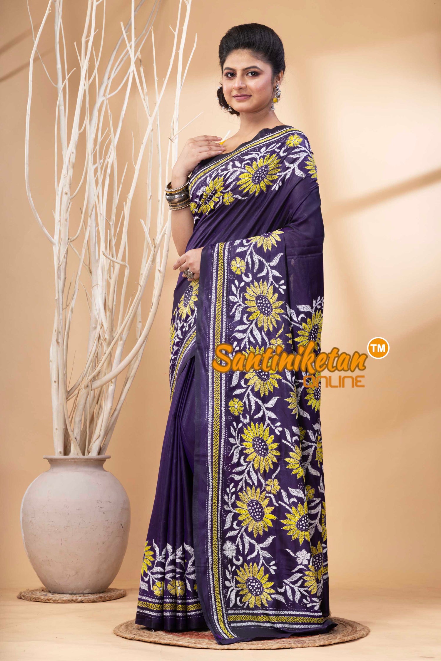 Bangalore Silk Kantha Stitch Saree SN202524287