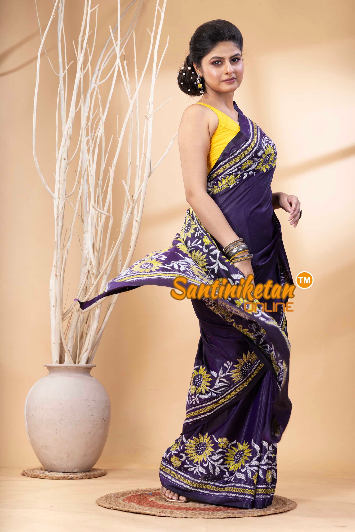 Bangalore Silk Kantha Stitch Saree SN202524287