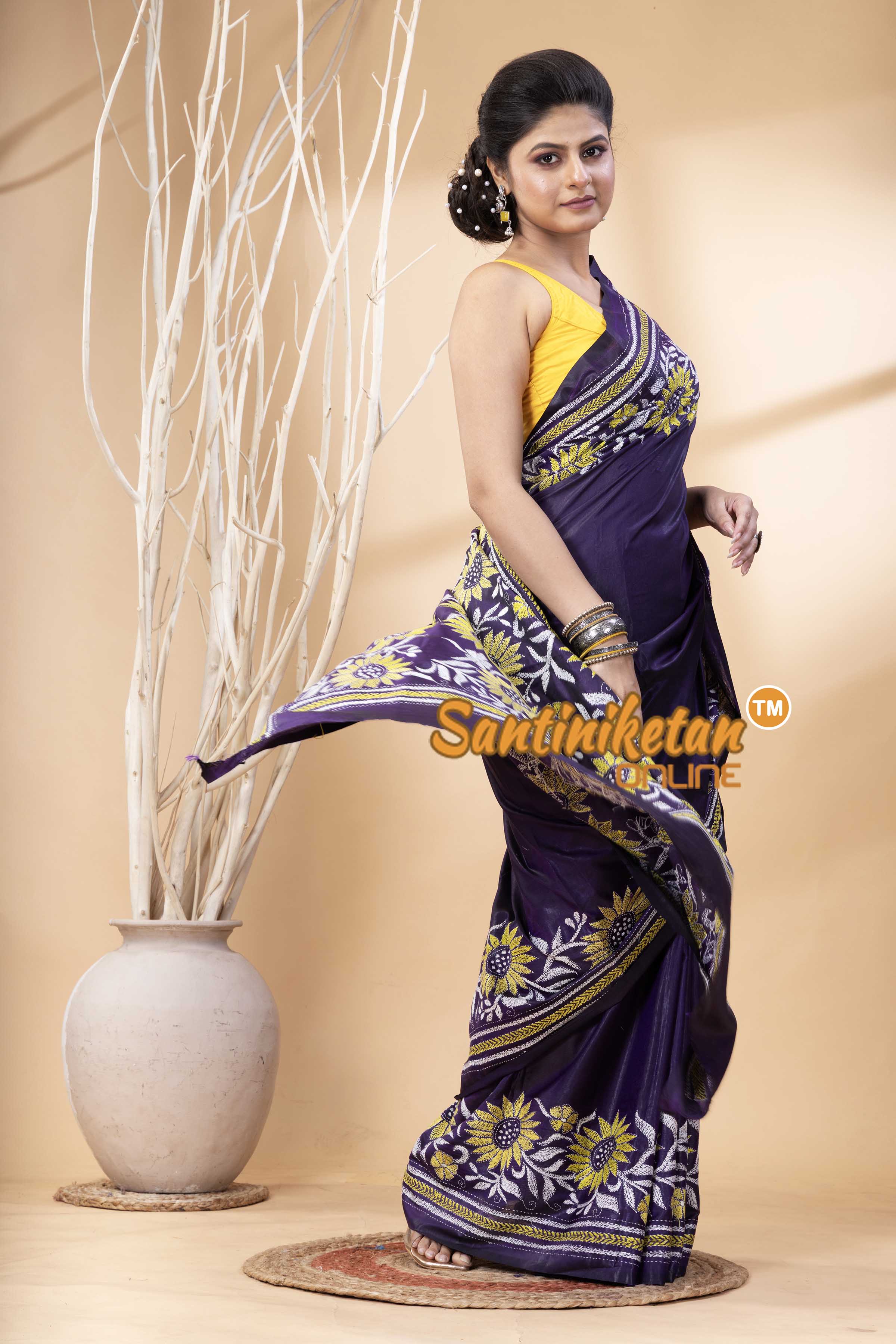 Bangalore Silk Kantha Stitch Saree SN202524287