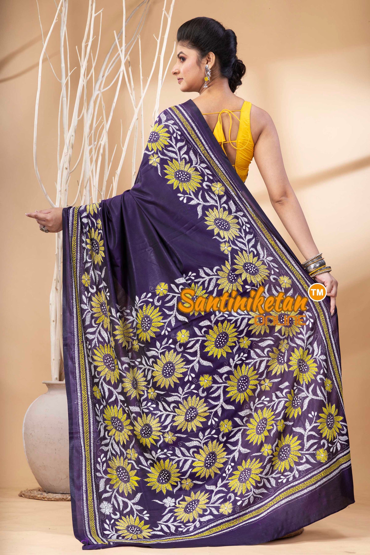 Bangalore Silk Kantha Stitch Saree SN202524287