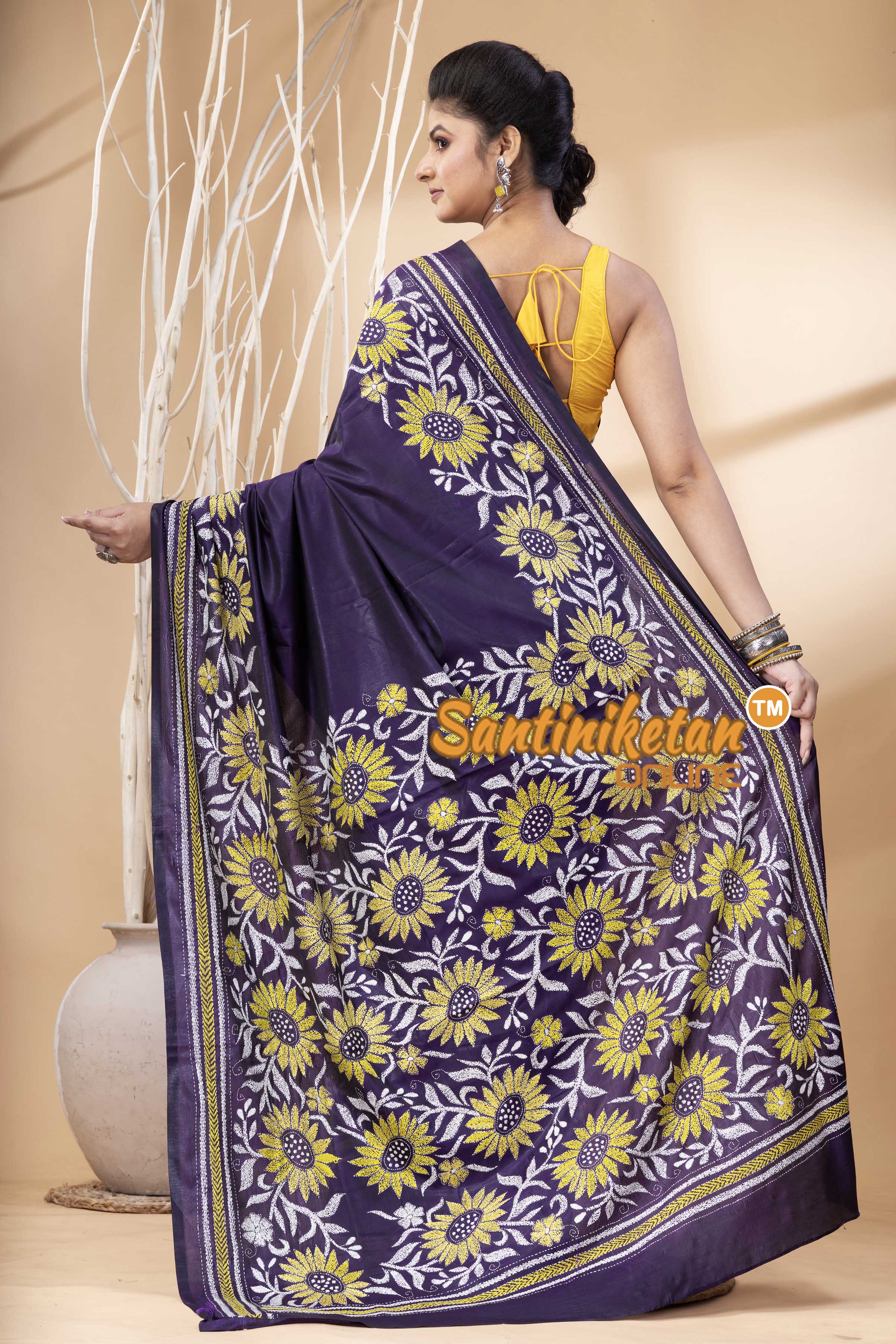 Bangalore Silk Kantha Stitch Saree SN202524287
