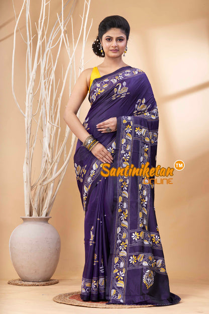 Bangalore Silk Kantha Stitch Saree SN202524293