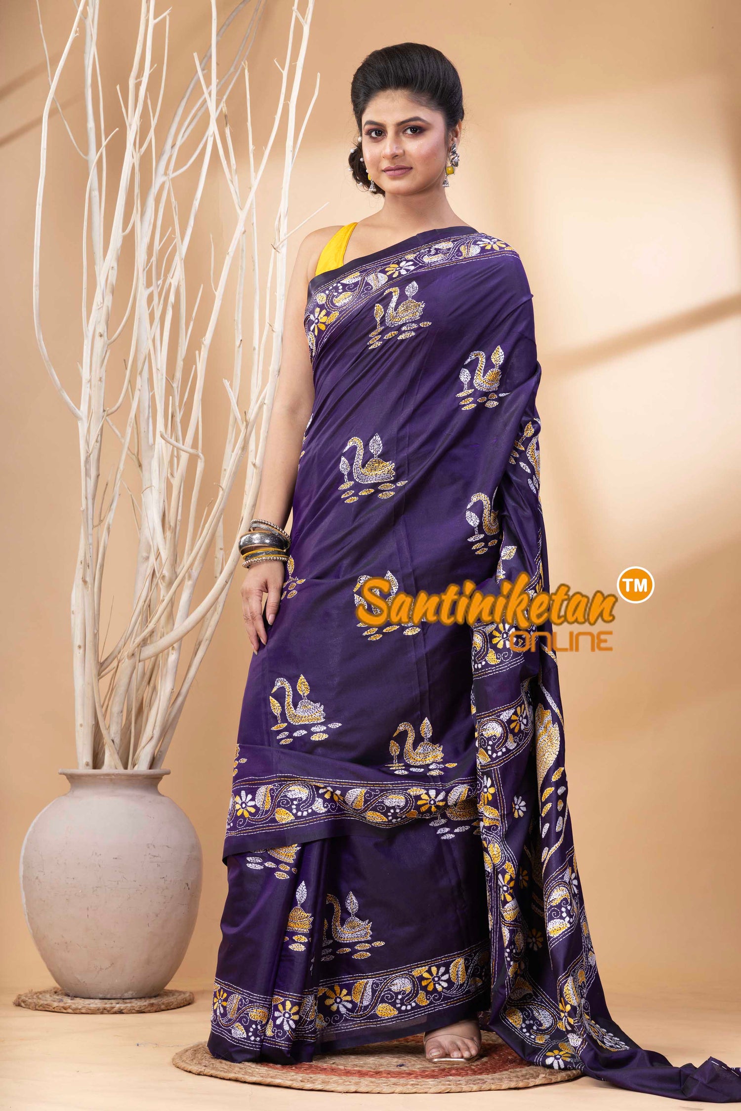 Bangalore Silk Kantha Stitch Saree SN202524293