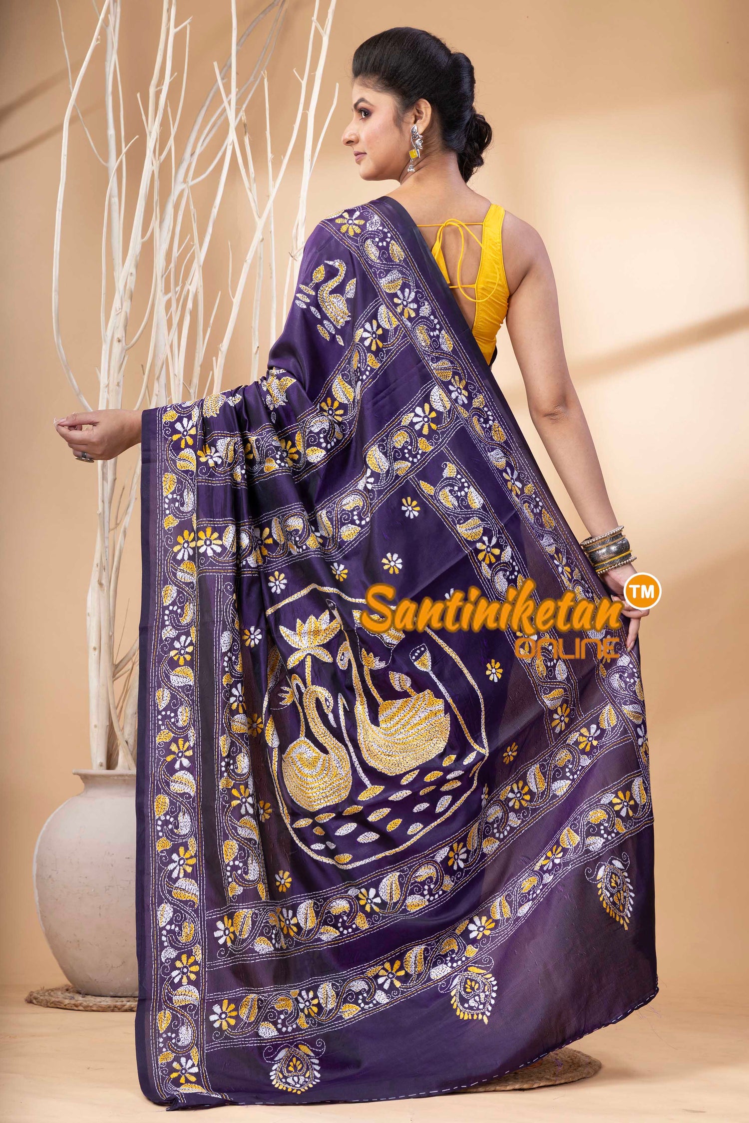 Bangalore Silk Kantha Stitch Saree SN202524293