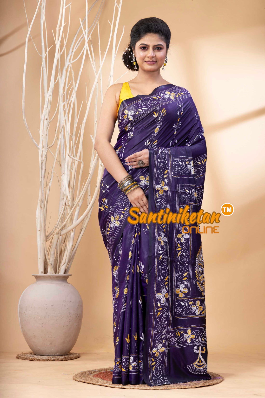 Bangalore Silk Kantha Stitch Saree SN202524305