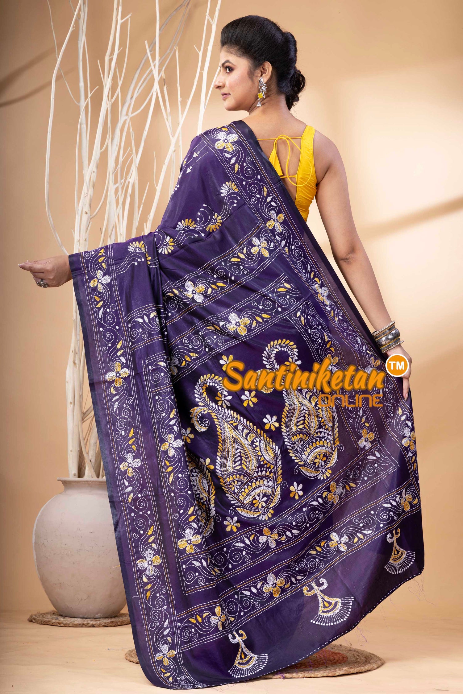 Bangalore Silk Kantha Stitch Saree SN202524305