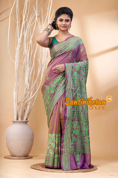 Bangalore Silk Kantha Stitch Saree SN202524351