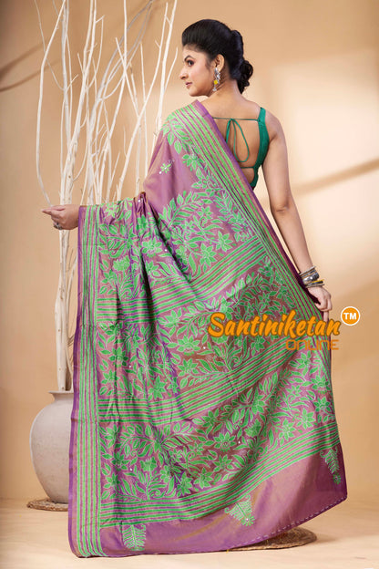 Bangalore Silk Kantha Stitch Saree SN202524351