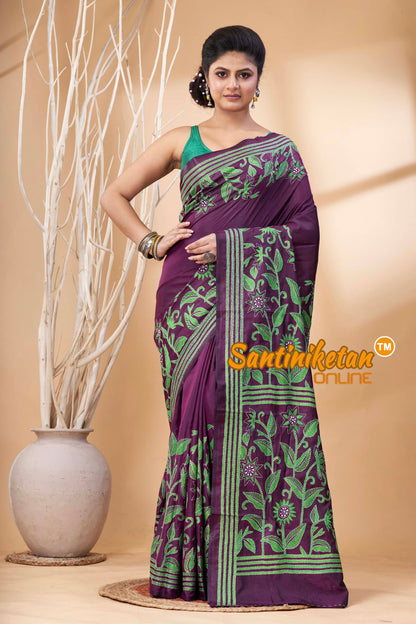 Bangalore Silk Kantha Stitch Saree SN202524357