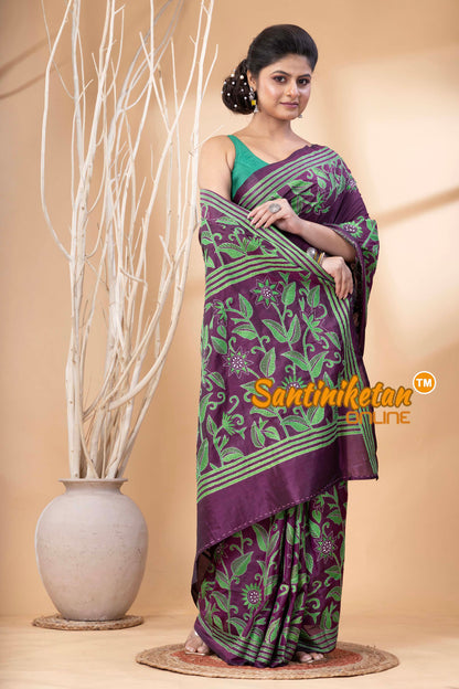 Bangalore Silk Kantha Stitch Saree SN202524357