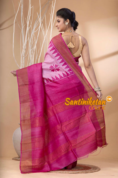 Pure Zari Tussar Hand Block Painted Saree SN202524453
