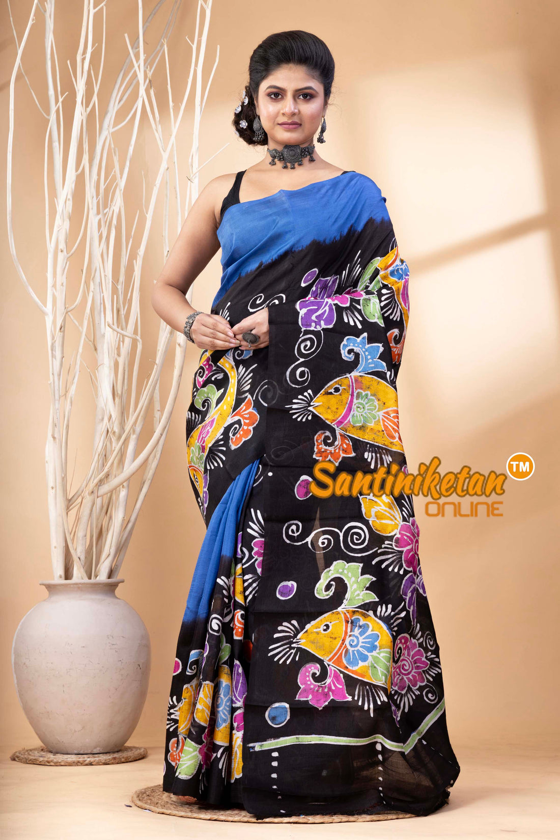 Hand Batik On Murshidabad Silk Saree SN202524519