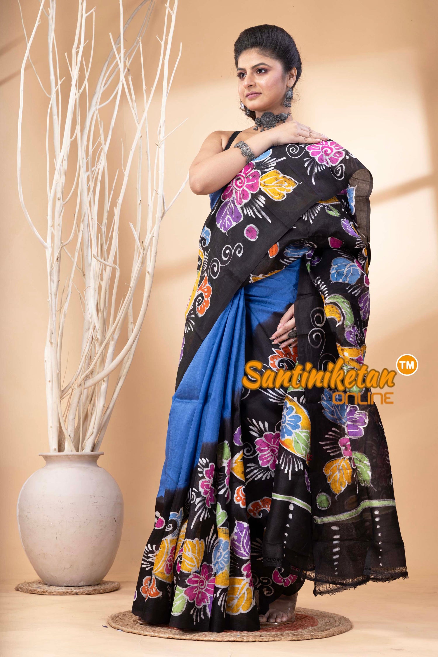 Hand Batik On Murshidabad Silk Saree SN202524519