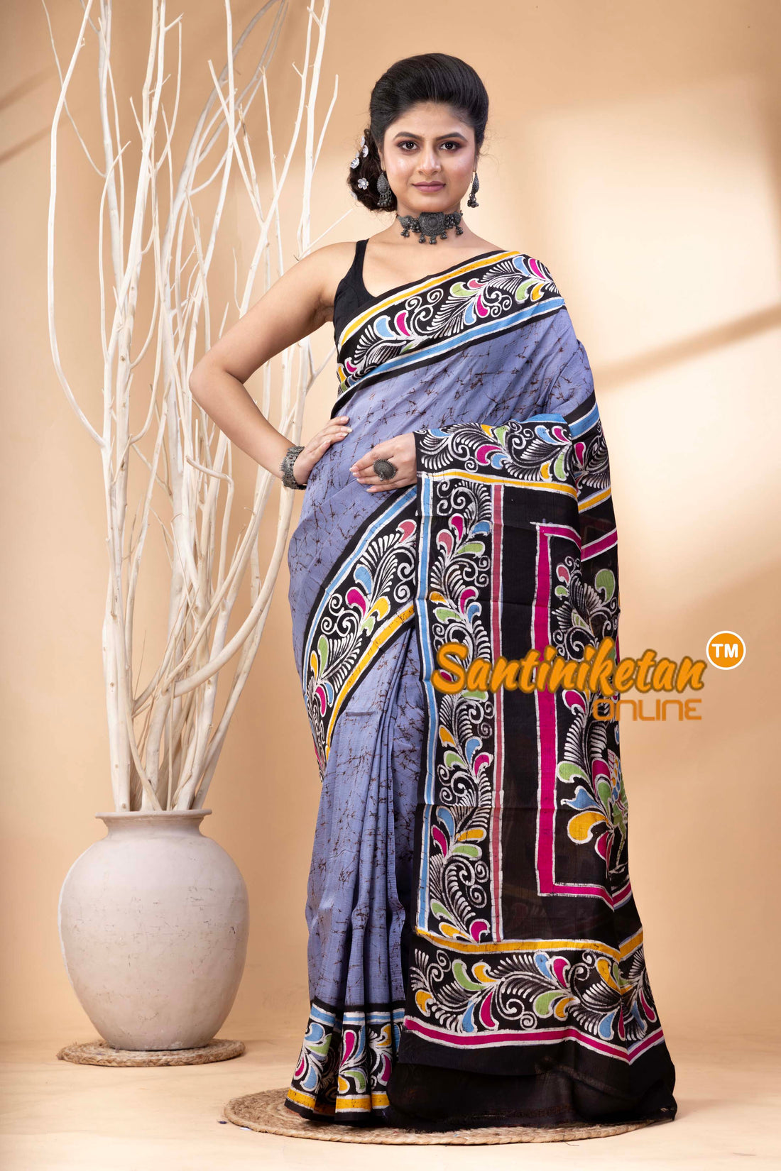 Hand Batik On Murshidabad Silk Saree SN202524525