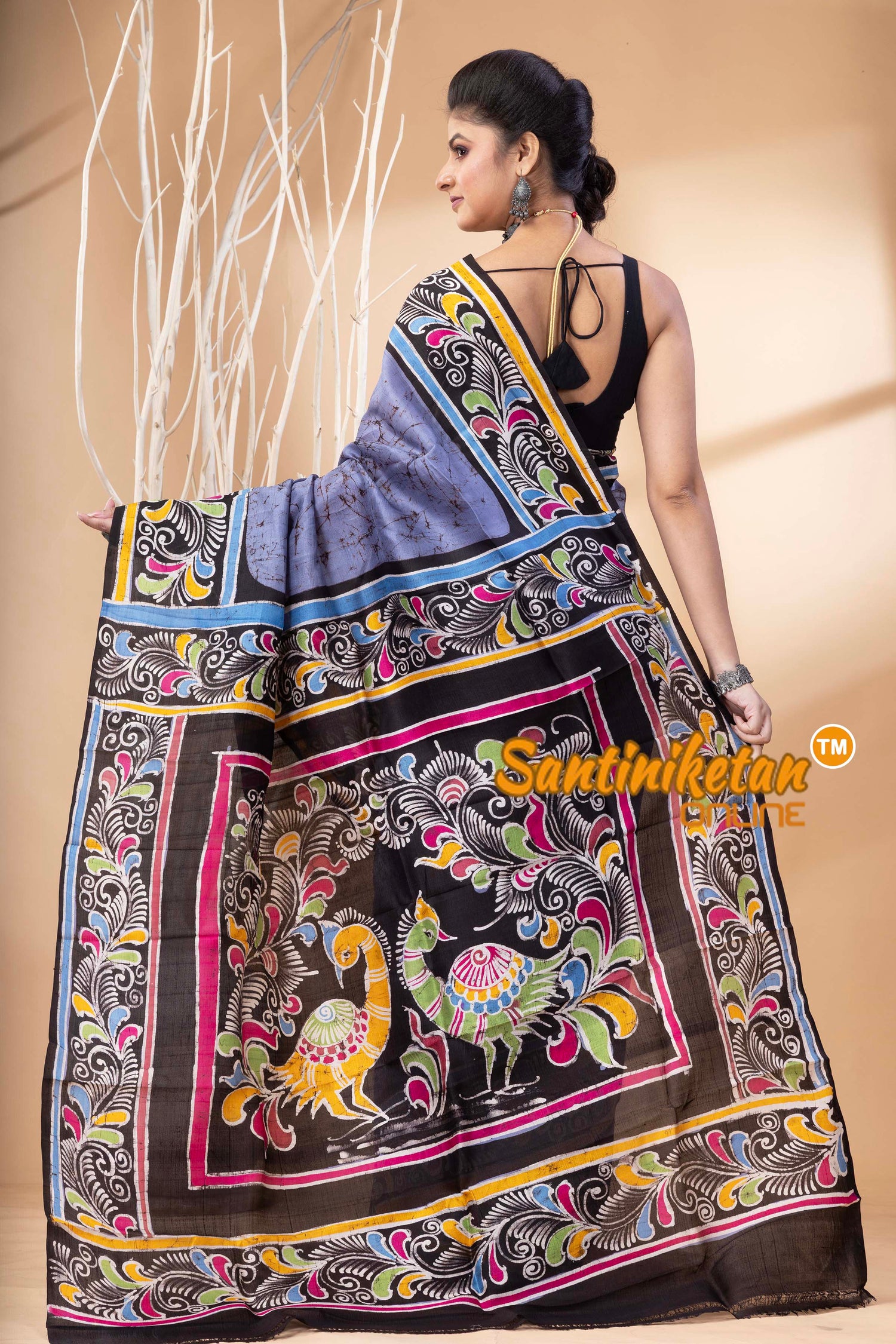 Hand Batik On Murshidabad Silk Saree SN202524525