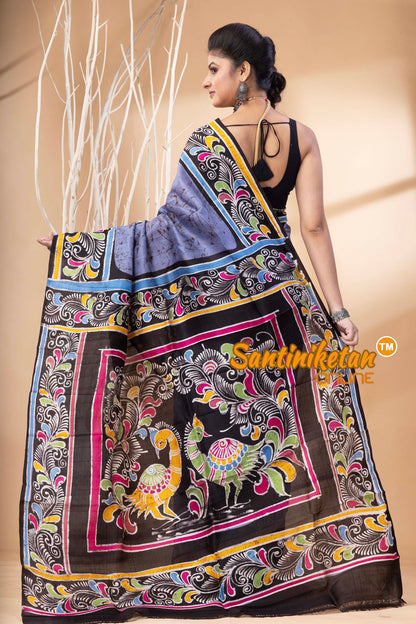Hand Batik On Murshidabad Silk Saree SN202524525