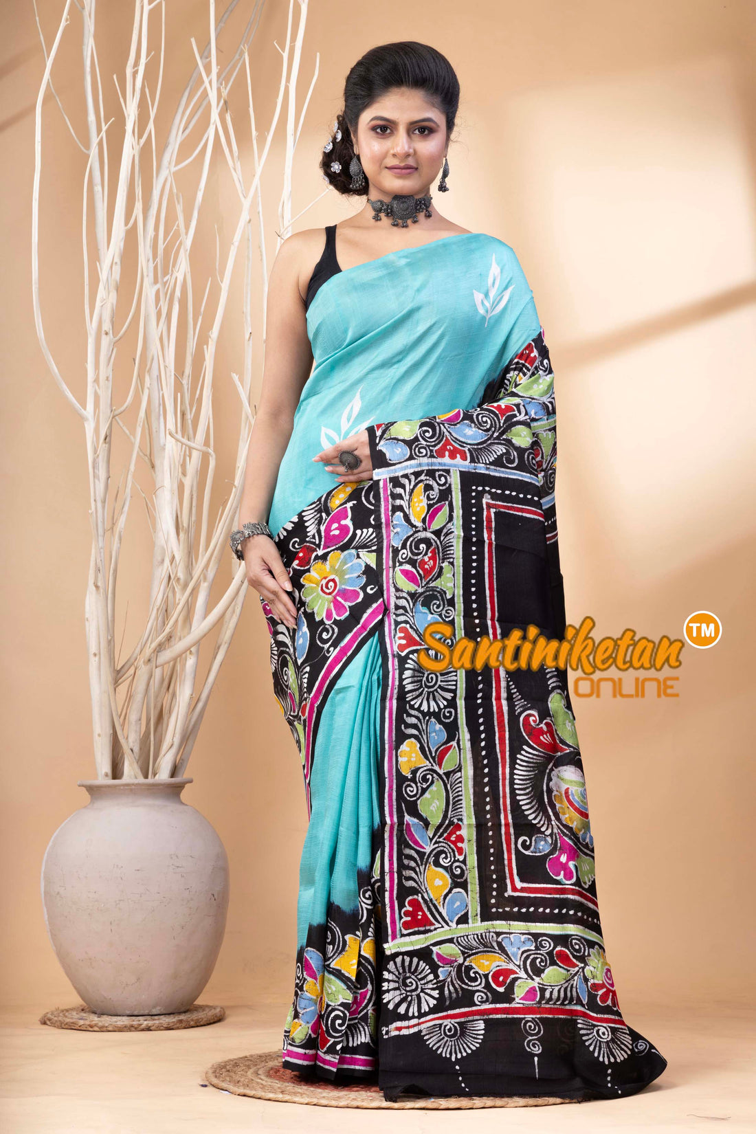 Hand Batik On Murshidabad Silk Saree SN202524531