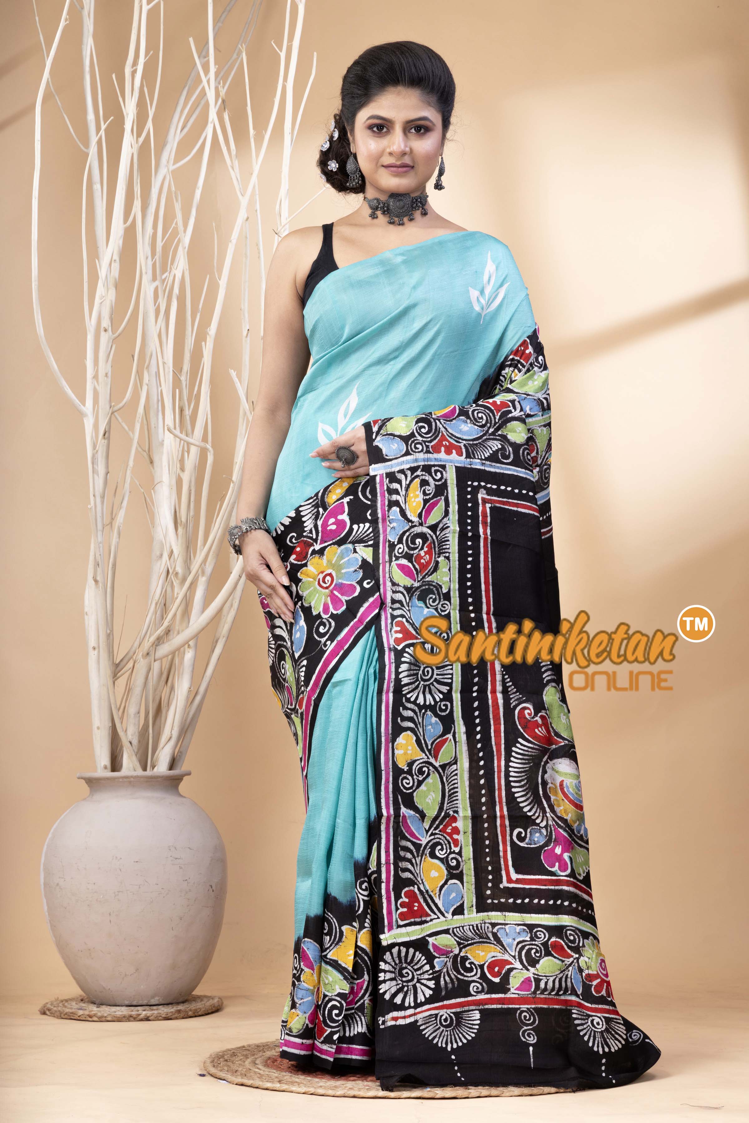 Hand Batik On Murshidabad Silk Saree SN202524531