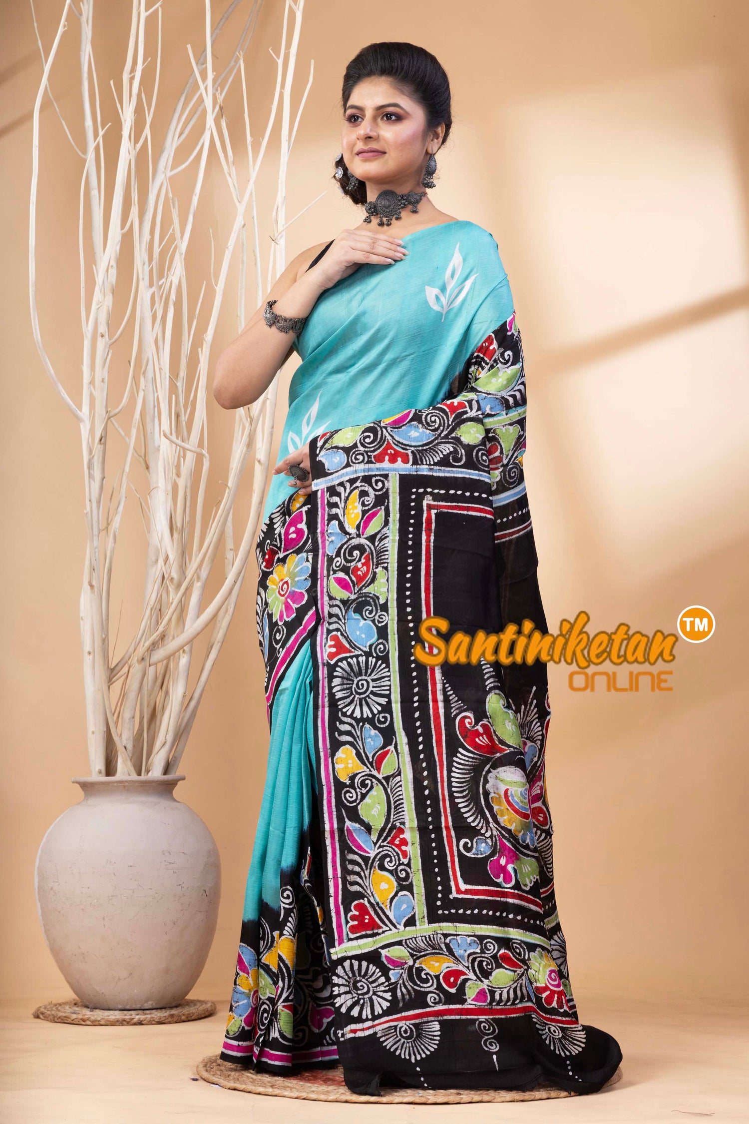 Hand Batik On Murshidabad Silk Saree SN202524531