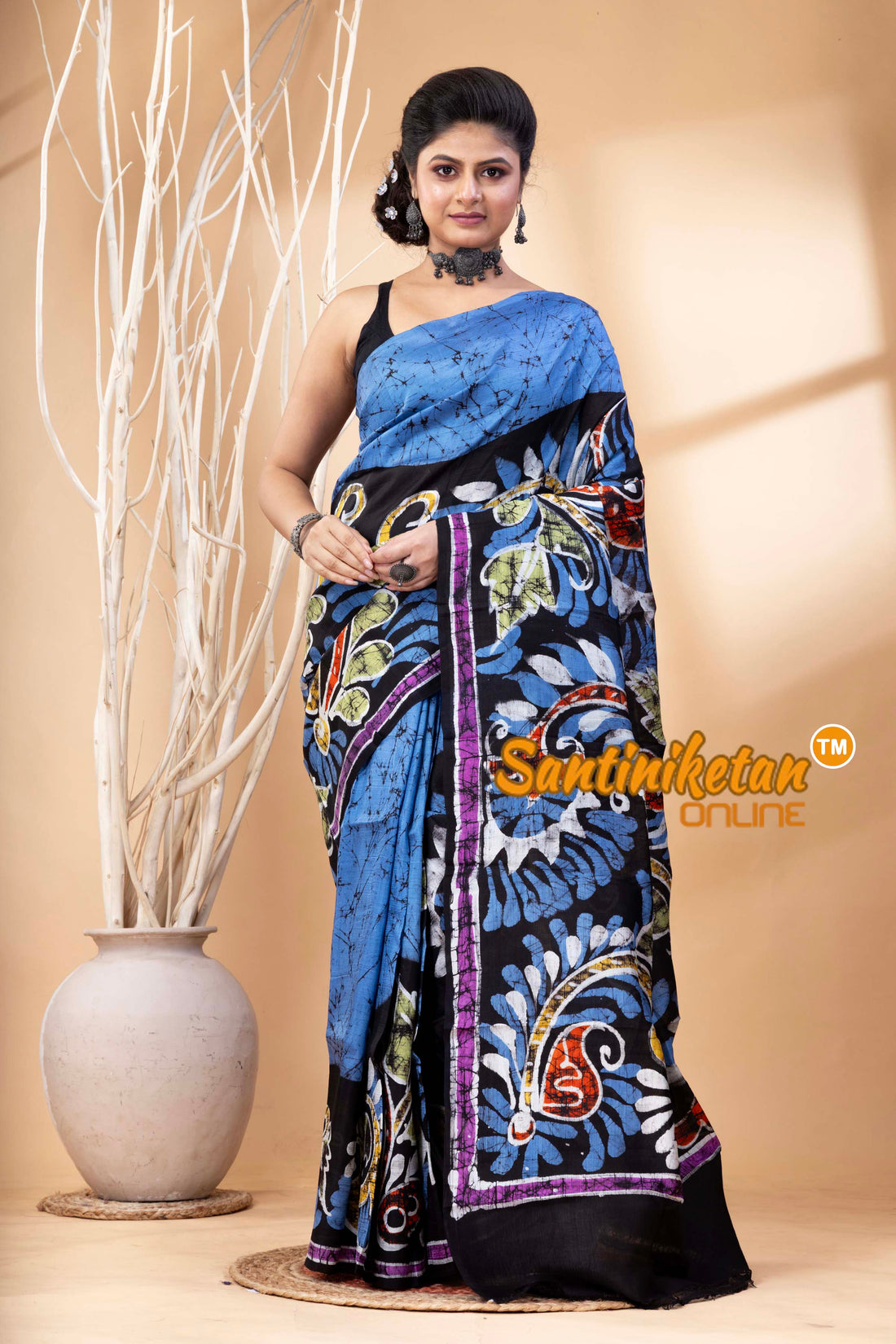 Hand Batik On Murshidabad Silk Saree SN202524537