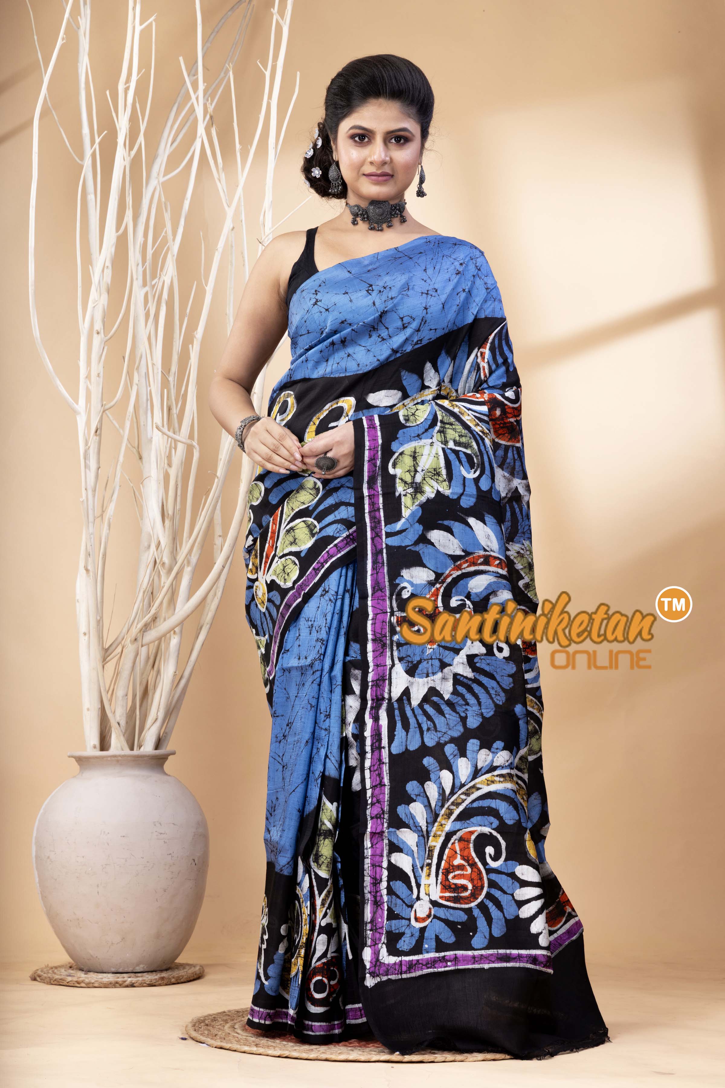 Hand Batik On Murshidabad Silk Saree SN202524537
