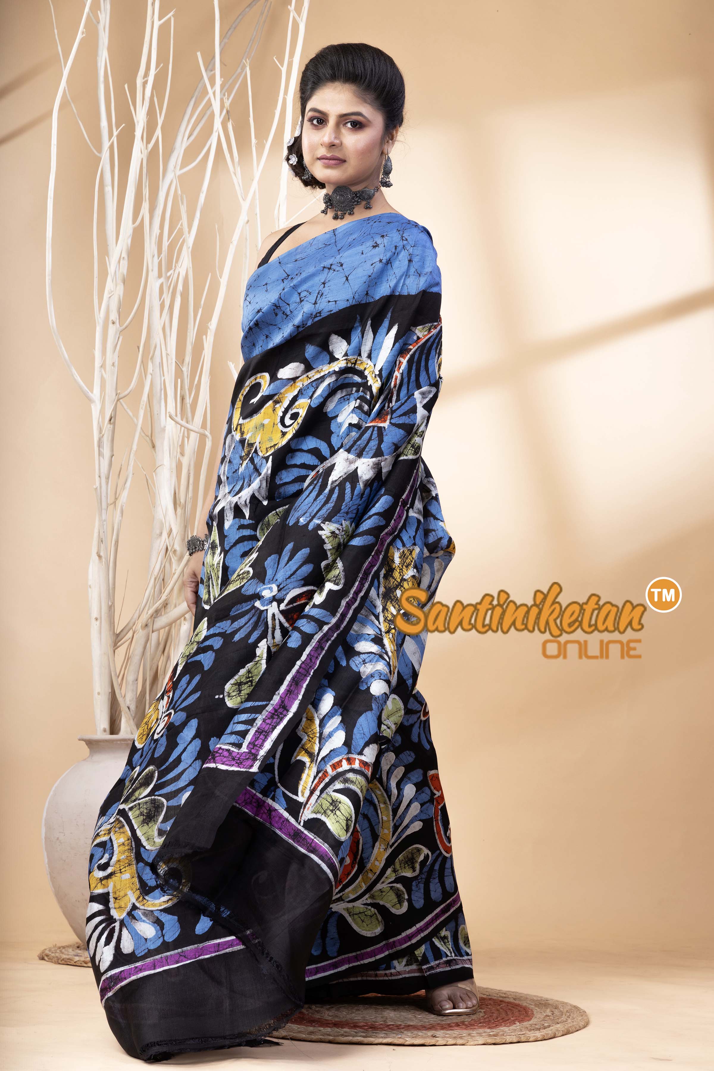 Hand Batik On Murshidabad Silk Saree SN202524537