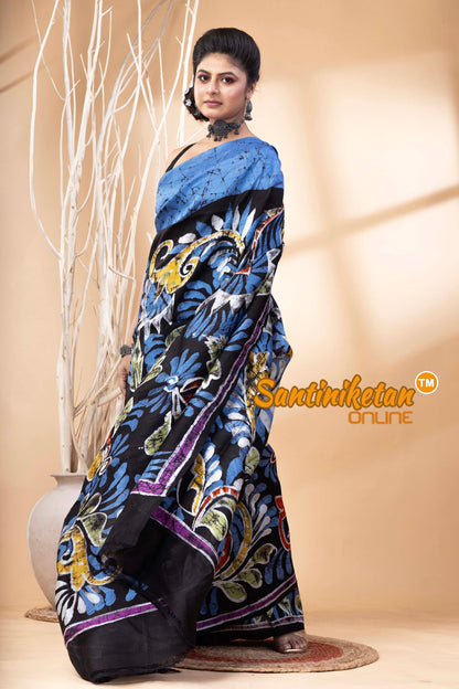 Hand Batik On Murshidabad Silk Saree SN202524537