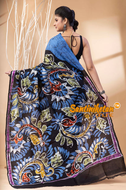 Hand Batik On Murshidabad Silk Saree SN202524537