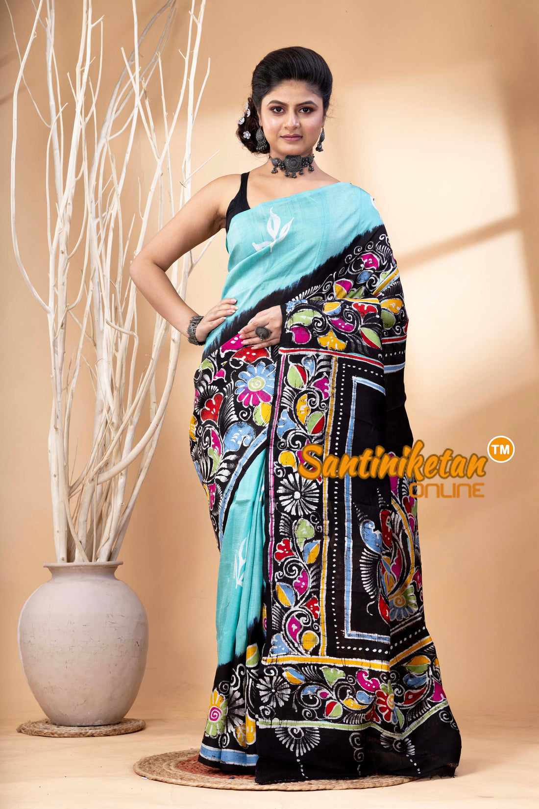 Hand Batik On Murshidabad Silk Saree SN202524562