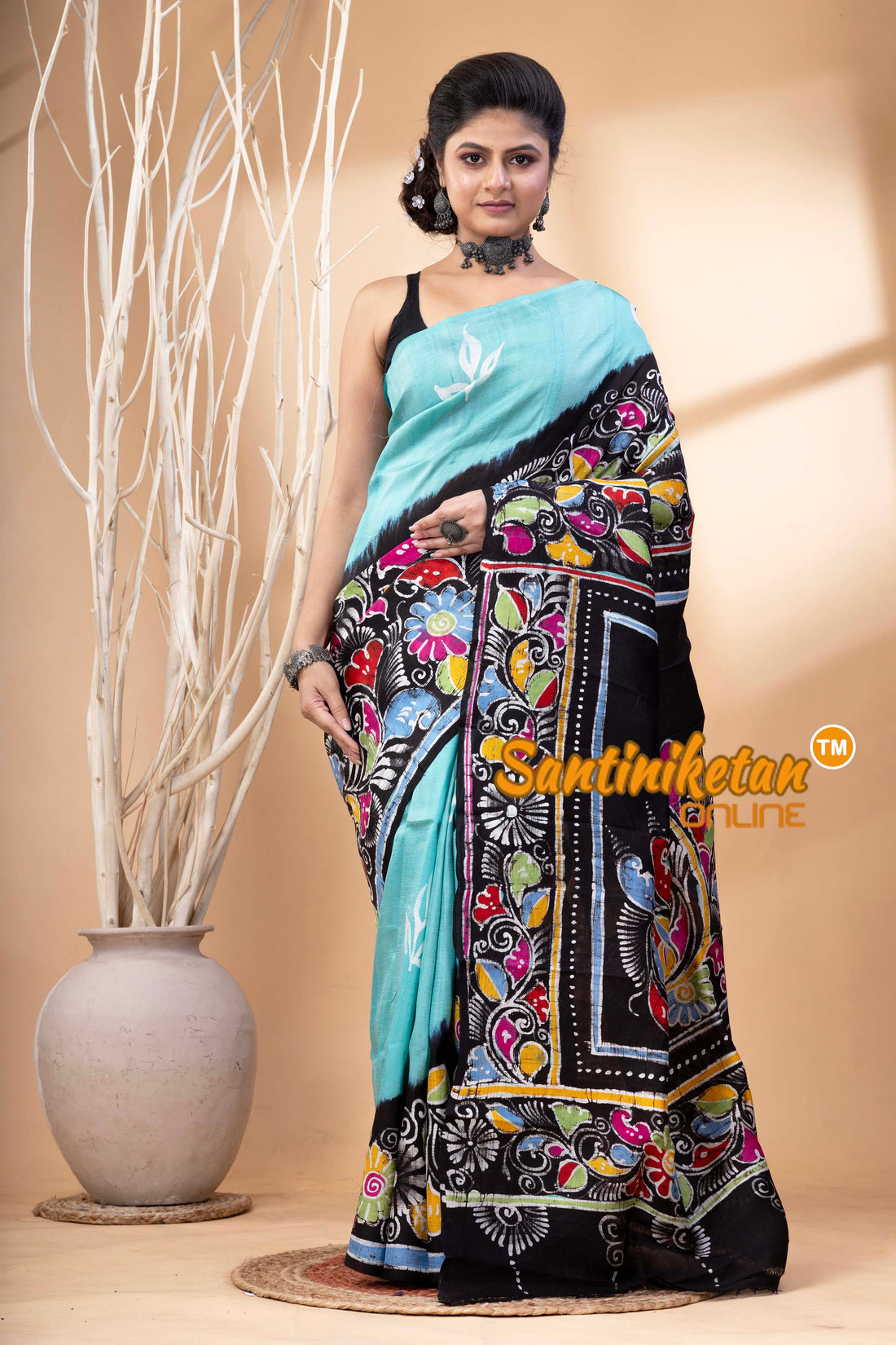 Hand Batik On Murshidabad Silk Saree SN202524562