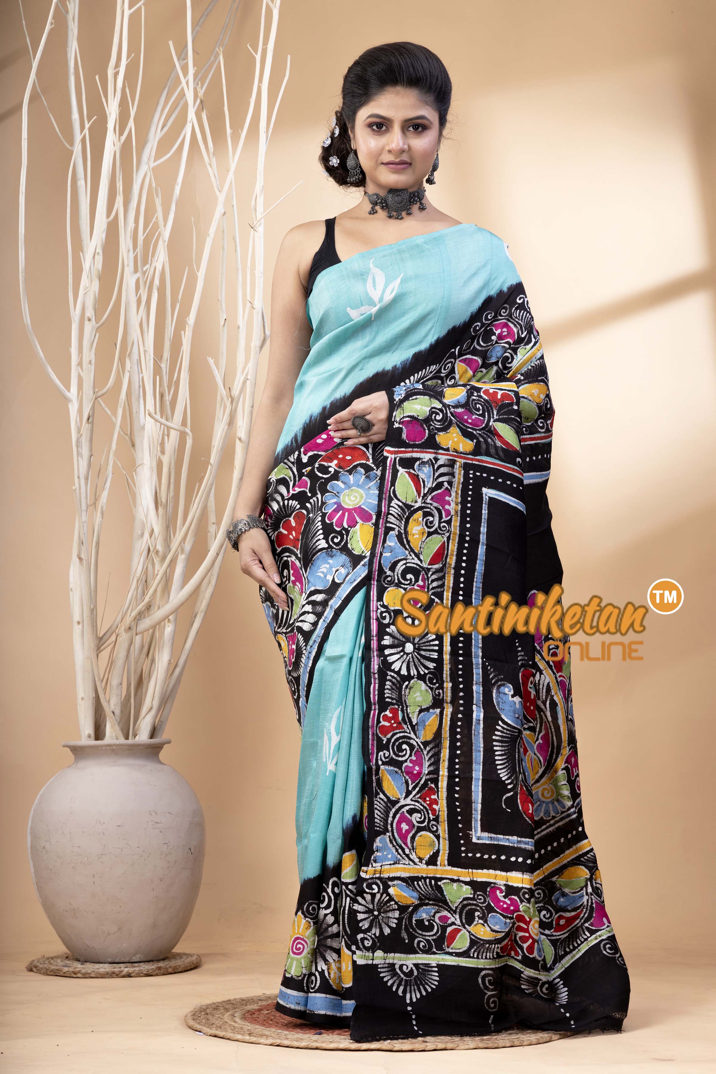 Hand Batik On Murshidabad Silk Saree SN202524562