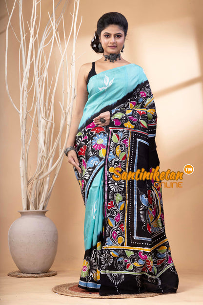 Hand Batik On Murshidabad Silk Saree SN202524562